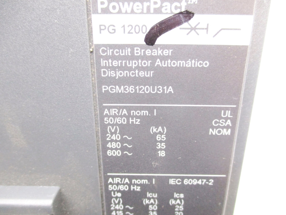 SQUARE D PGM36120U31A 1200A 600V NUPI