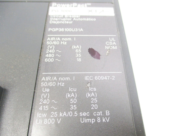 SQUARE D PGP36100U31A 600V 1000A NSNP