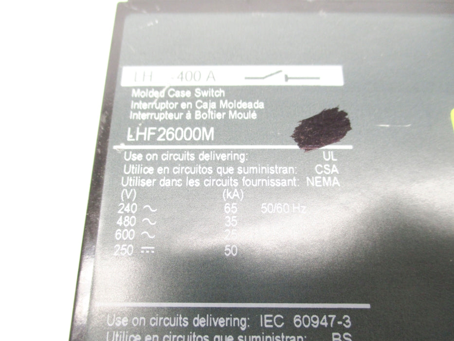 SQUARE D LHF26000M 400A 600V NUPI