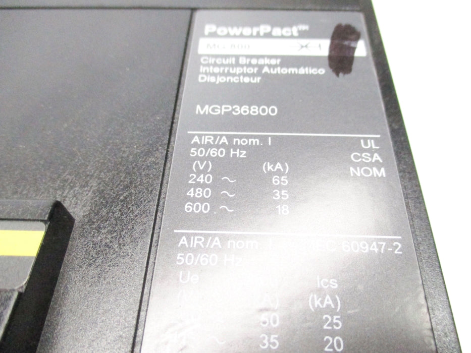 SQUARE D MGP36800 800A 600V NUPI