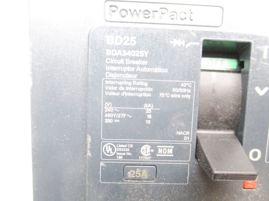 SQUARE D BDA34025Y 277V 25A (AS PICTURED) NSNP