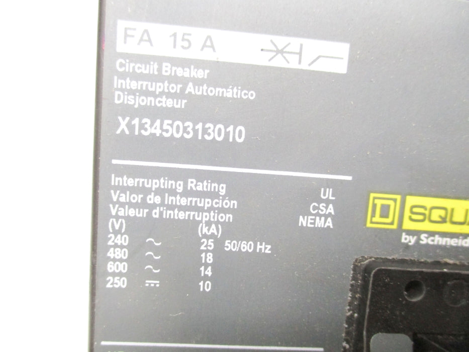 SQUARE D X13450313010 15A 600V UNMP