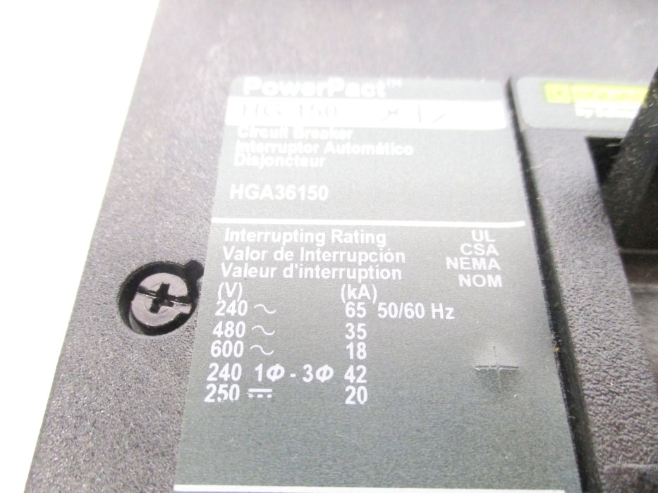SQUARE D HGA36150 600V 150A (AS IS) NSNP