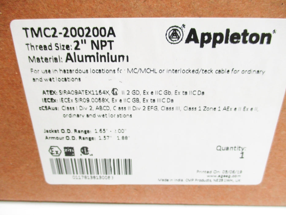 APPLETON TMC2-200200A 2" NSMP