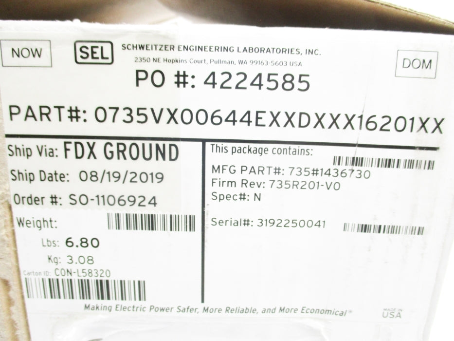 SEL SEL-735 0735VX00644EXXDXXX16201XX NSMP