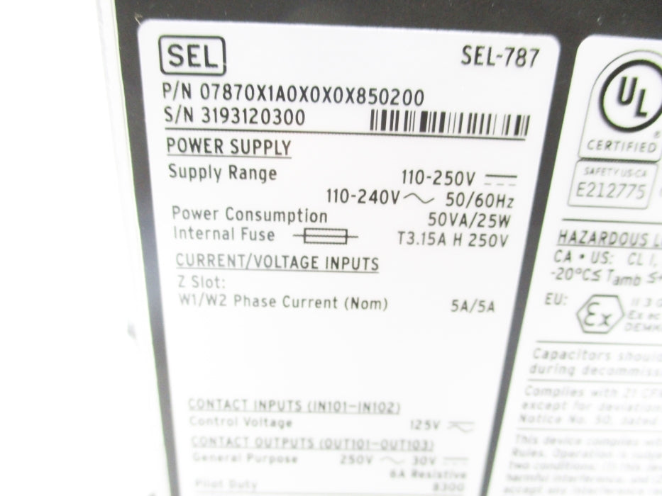 SEL SEL-787 07870X1A0X0X0X850200 6A NSMP