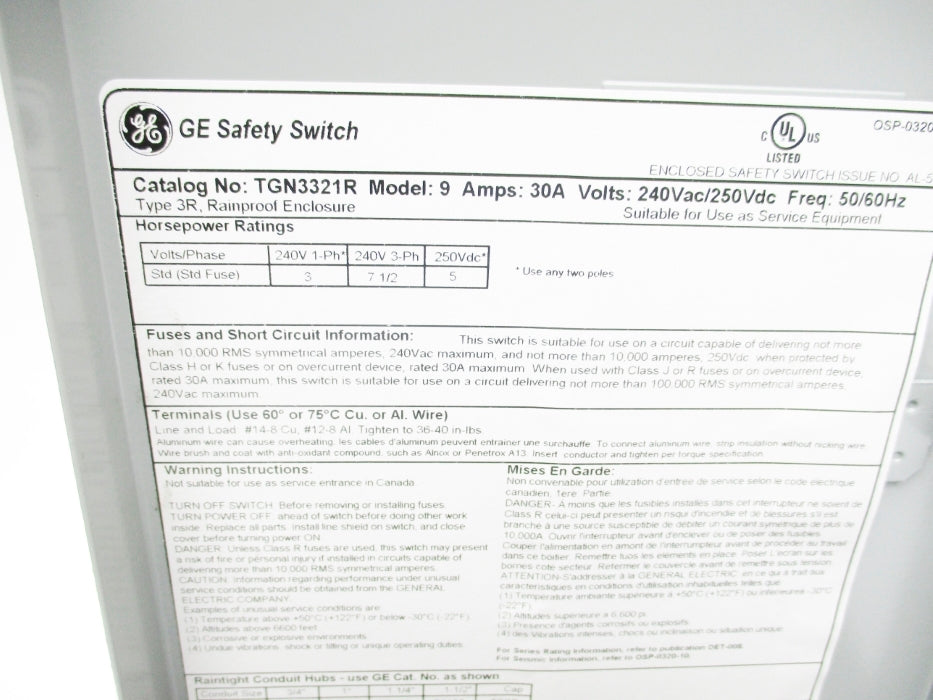 GENERAL ELECTRIC TGN3321R NSMP
