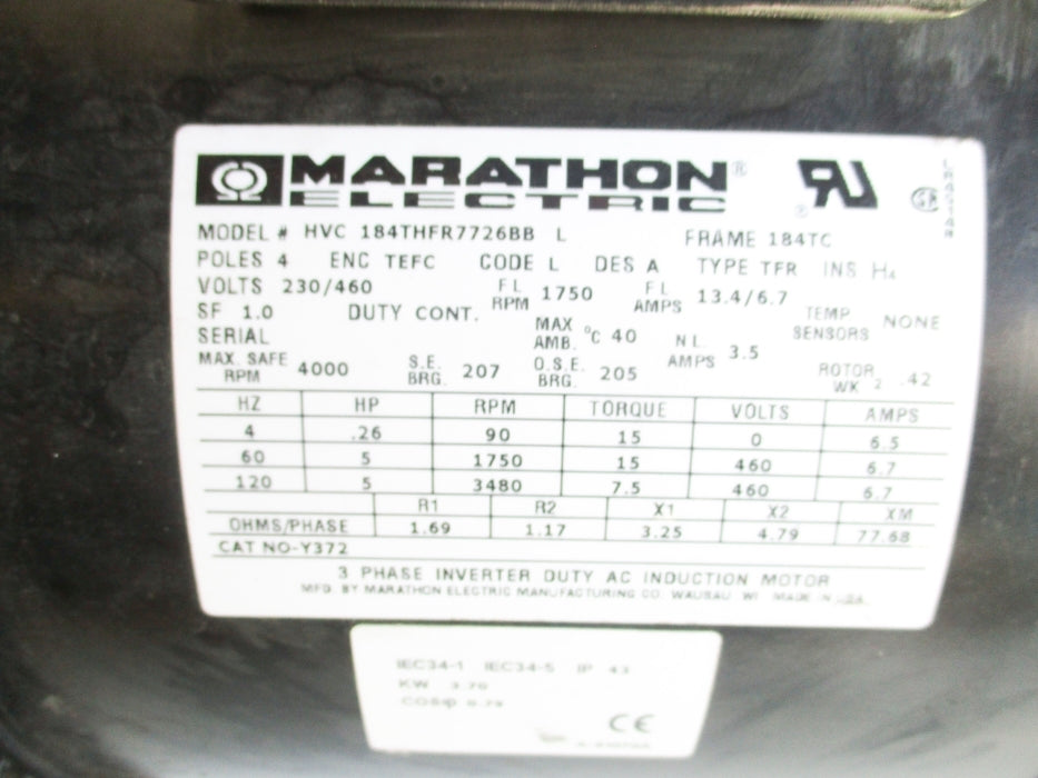 MARATHON ELECTRIC HVC184THFR7726BB Y372 NSNP