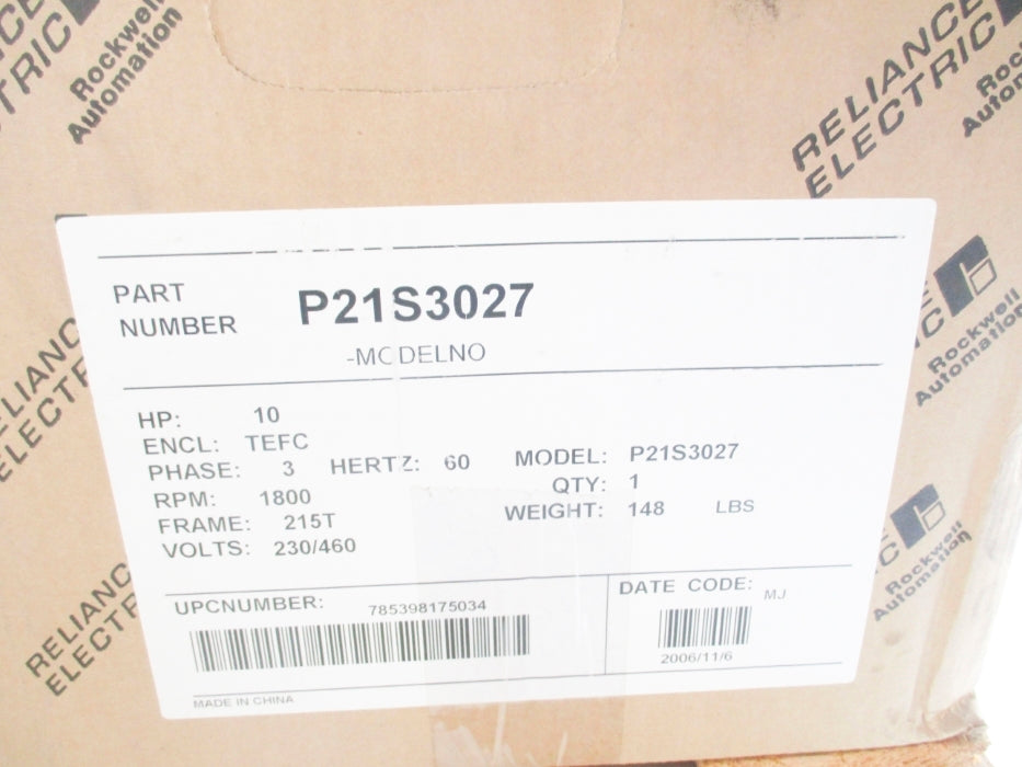 RELIANCE ELECTRIC P21S3027 NSFS