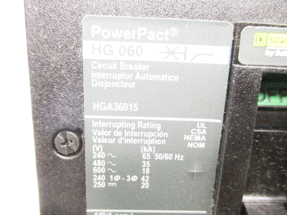 SQUARE D HGA36015 15A 600V NSNP