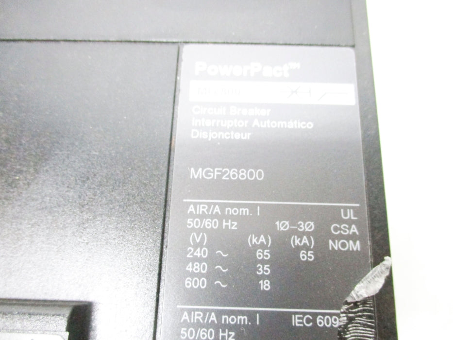 SQUARE D MGF26800 800A 600V (AS PICTURED) NUPI