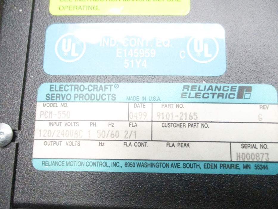 RELIANCE ELECTRIC PCM-550 UNMP