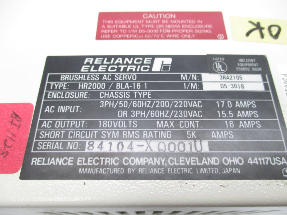 RELIANCE ELECTRIC HR2000/BLA-16-1 NSMP