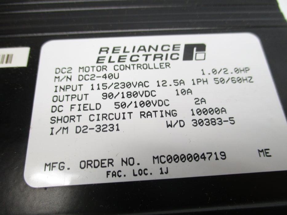 RELIANCE ELECTRIC DC2-40U 10A NSMP