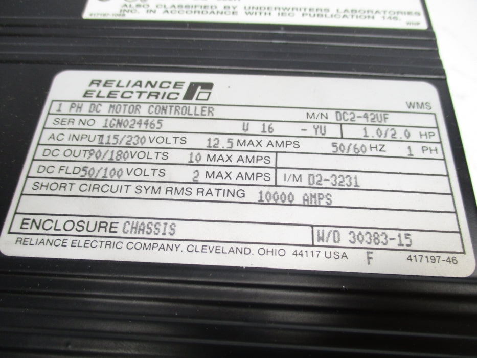 RELIANCE ELECTRIC DC2-42UF 10A UNMP