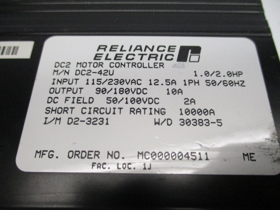 RELIANCE ELECTRIC DC2-42U 10A REMAN