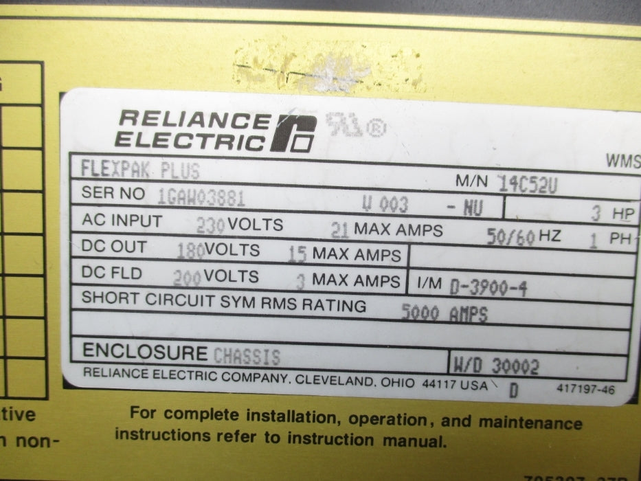 RELIANCE ELECTRIC 14C52U NUPI