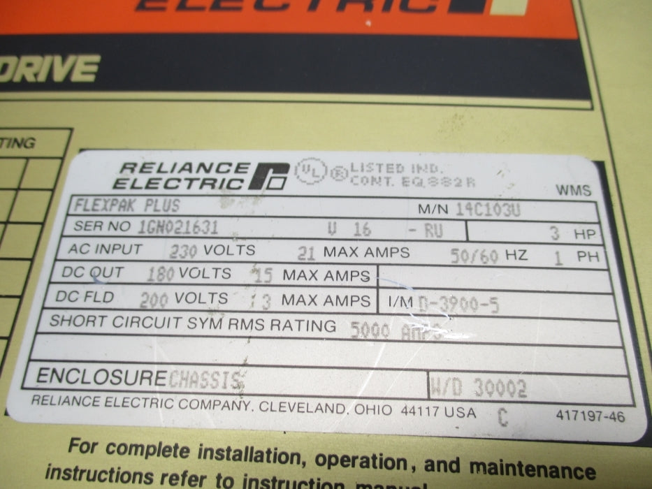 RELIANCE ELECTRIC 14C103U NUPI
