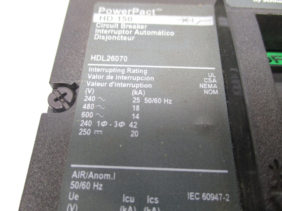 SQUARE D HDL26070 70A 600V NUPI