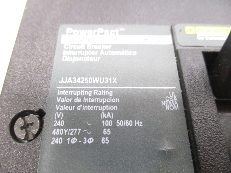 SQUARE D JJA34250WU31X 250A 277V NSNP