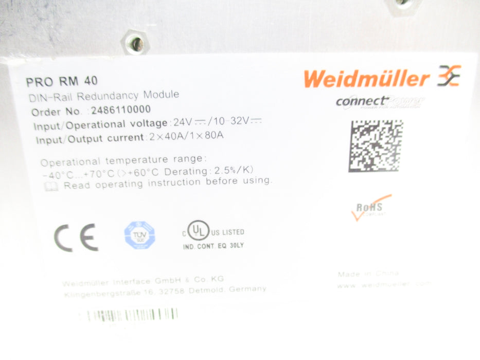 WEIDMULLER 2486110000 PRORM40 UNMP