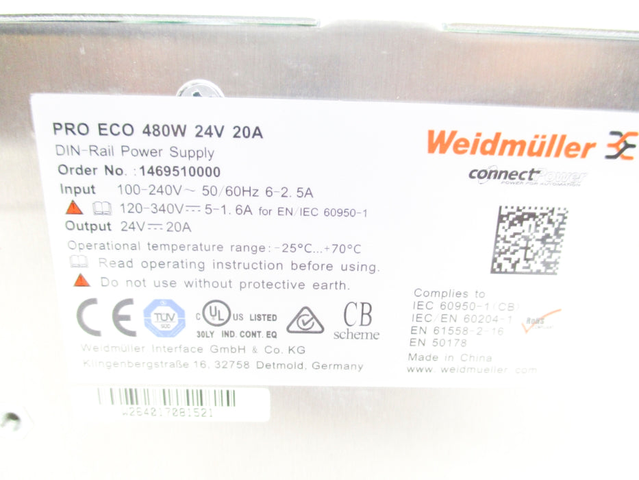 WEIDMULLER 1469510000 PROECO480W24V20A NSMP