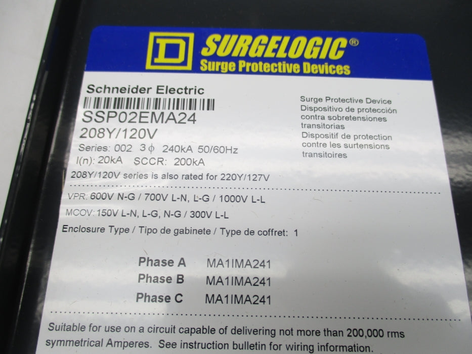 SQUARE D SSP02EMA24 SER. 002 208Y/120V NSMP