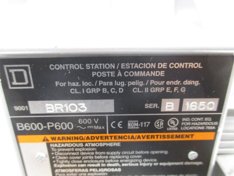 SQUARE D 9001BR103 SER. B 600VAC/DC NSMP