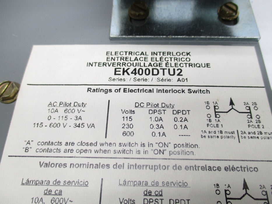 SQUARE D EK400DTU2 SER. A01 NSMP