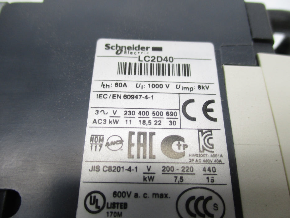 SCHNEIDER ELECTRIC LC2D40G7 120V NSMP