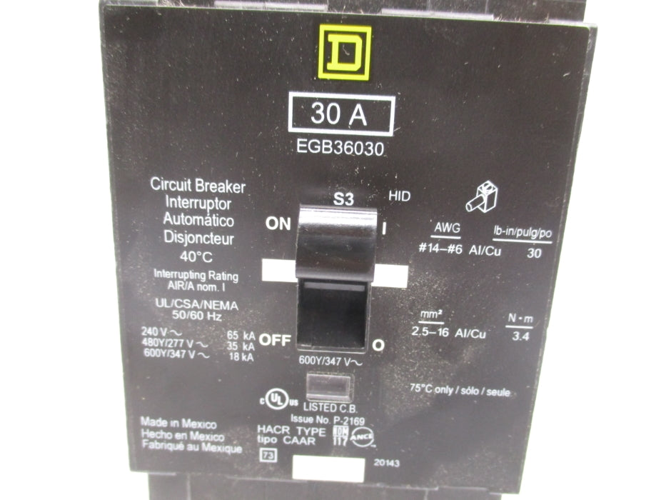 SQUARE D EGB36030 30A 347V NSMP