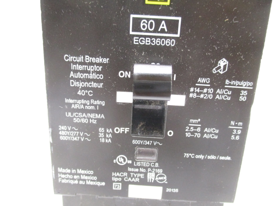 SQUARE D EGB36060 60A 347V NSMP
