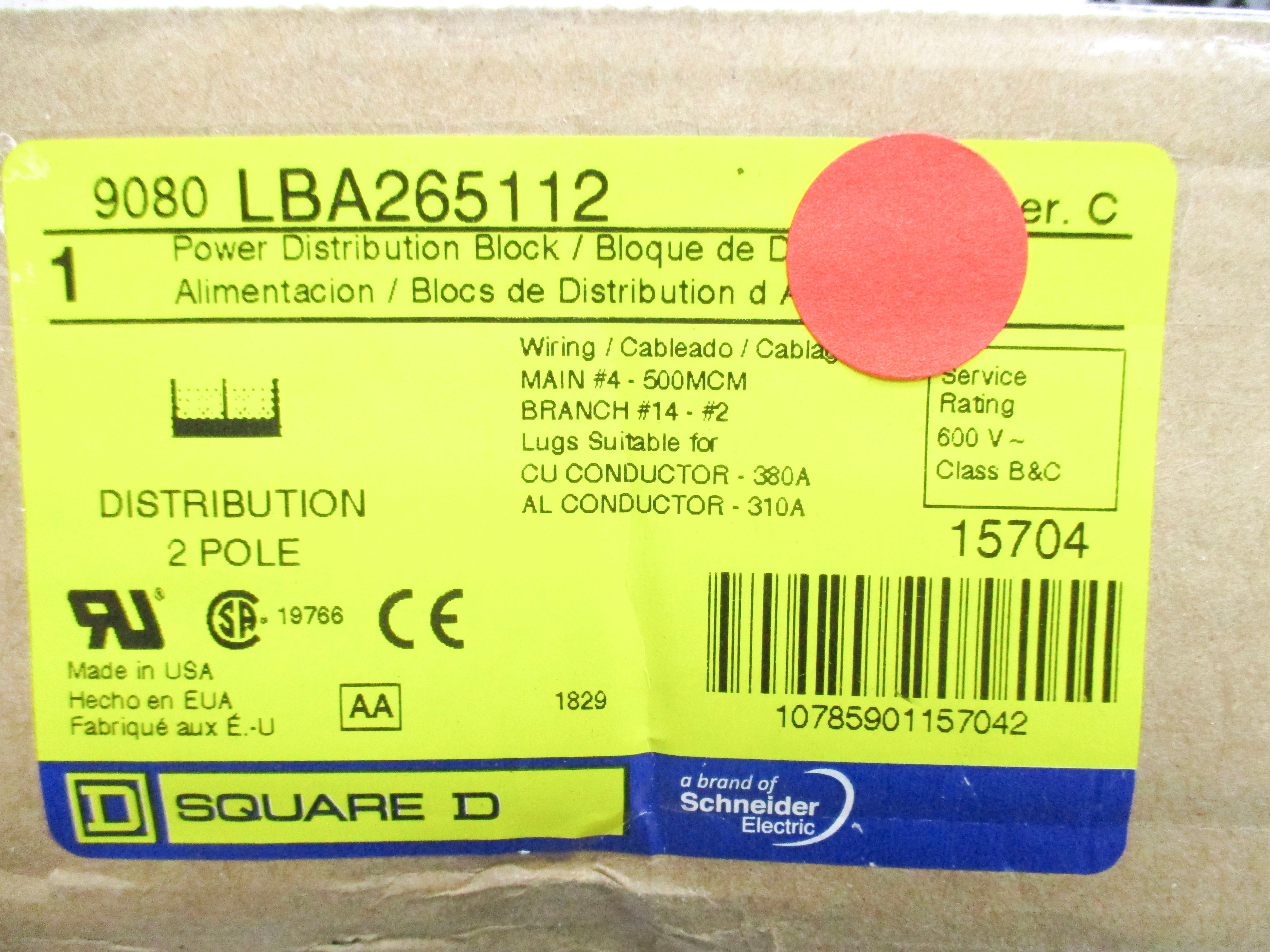 SQUARE D 9080LBA265112 SER. C NSMP