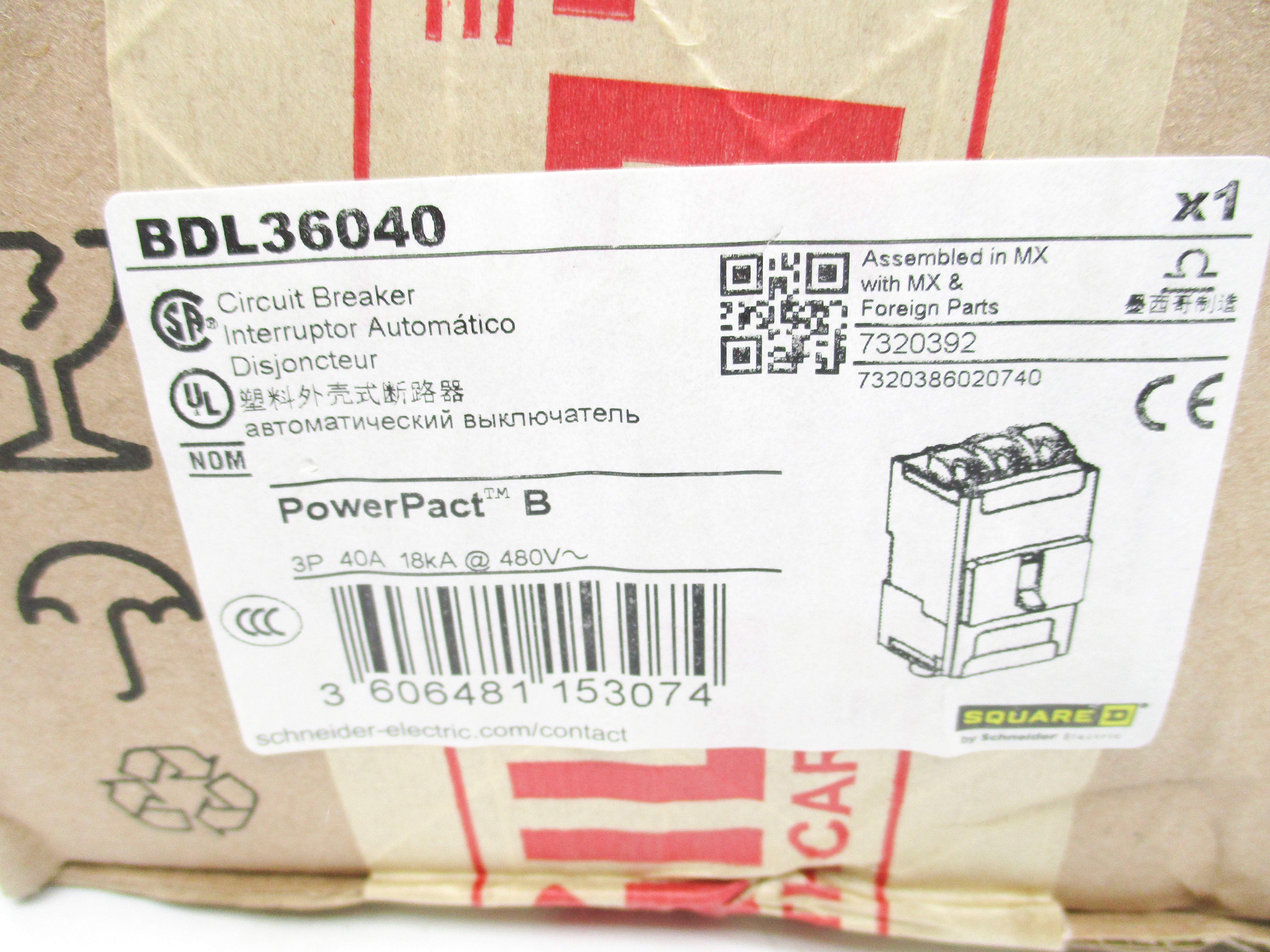 SQUARE D BDL36040 40A 480V NSFS