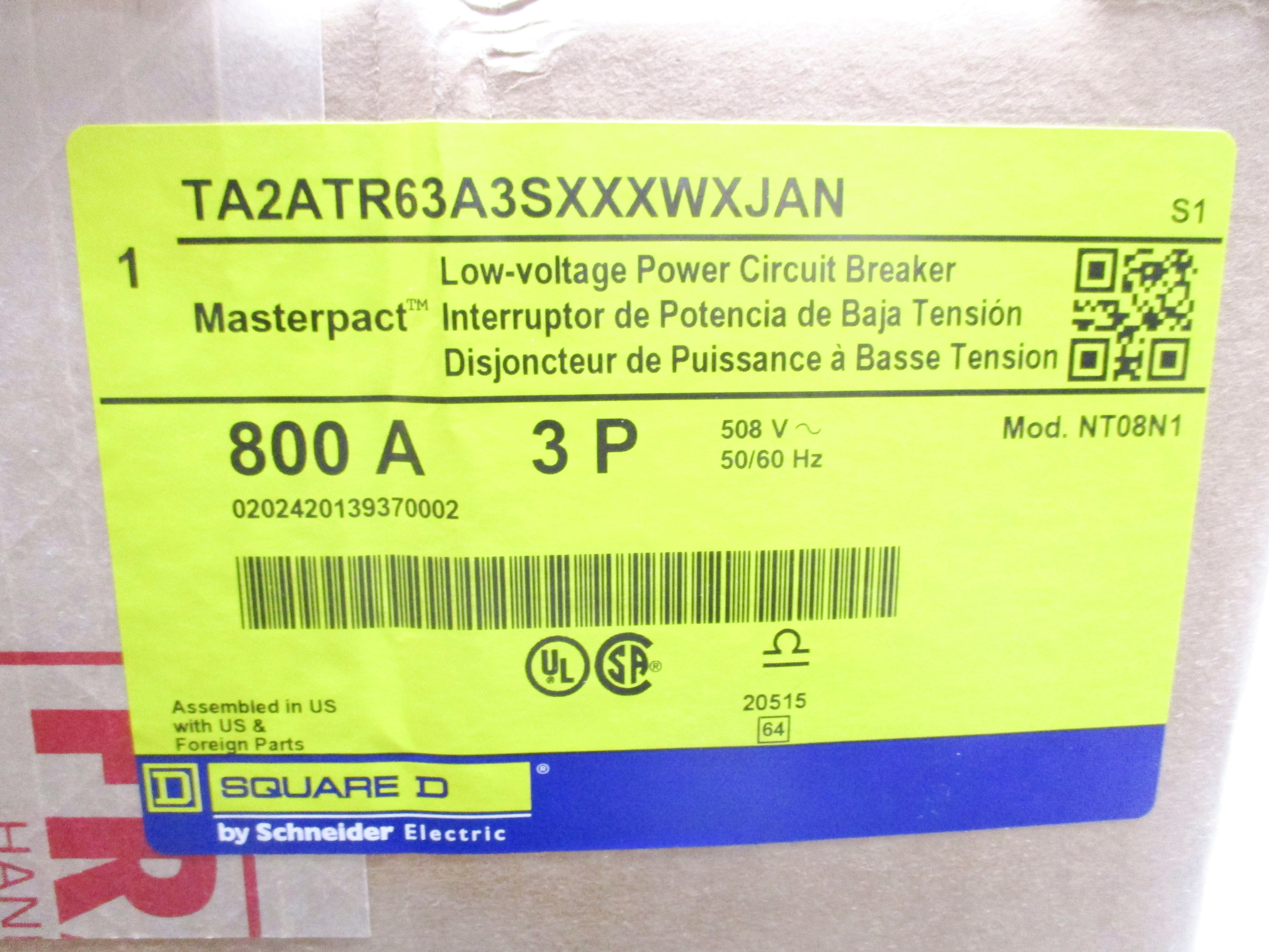 SQUARE D TA2ATR63A3SXXXWXJAN 800A 508V NSMP