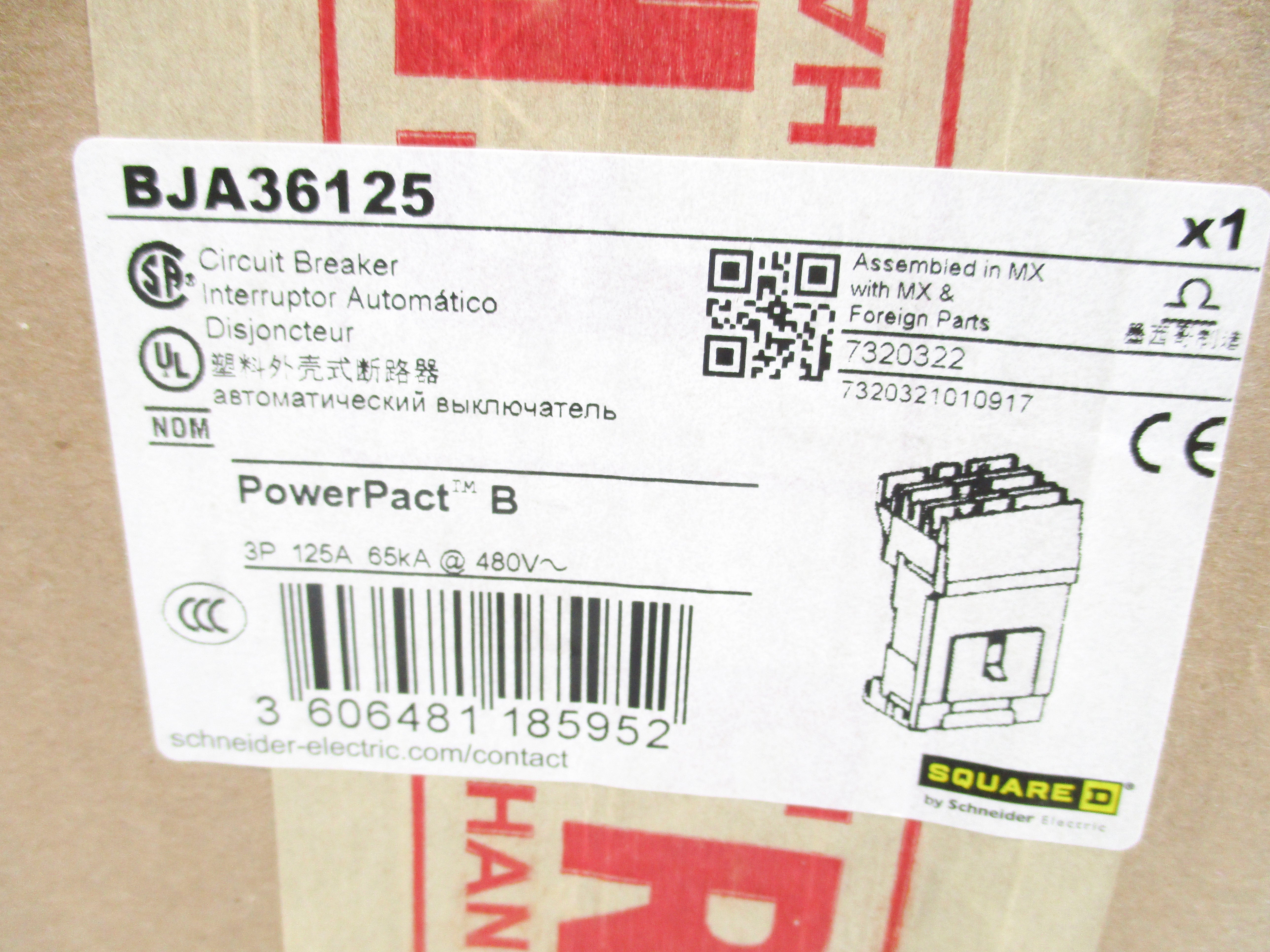 SQUARE D BJA36125 480V 125A NSMP