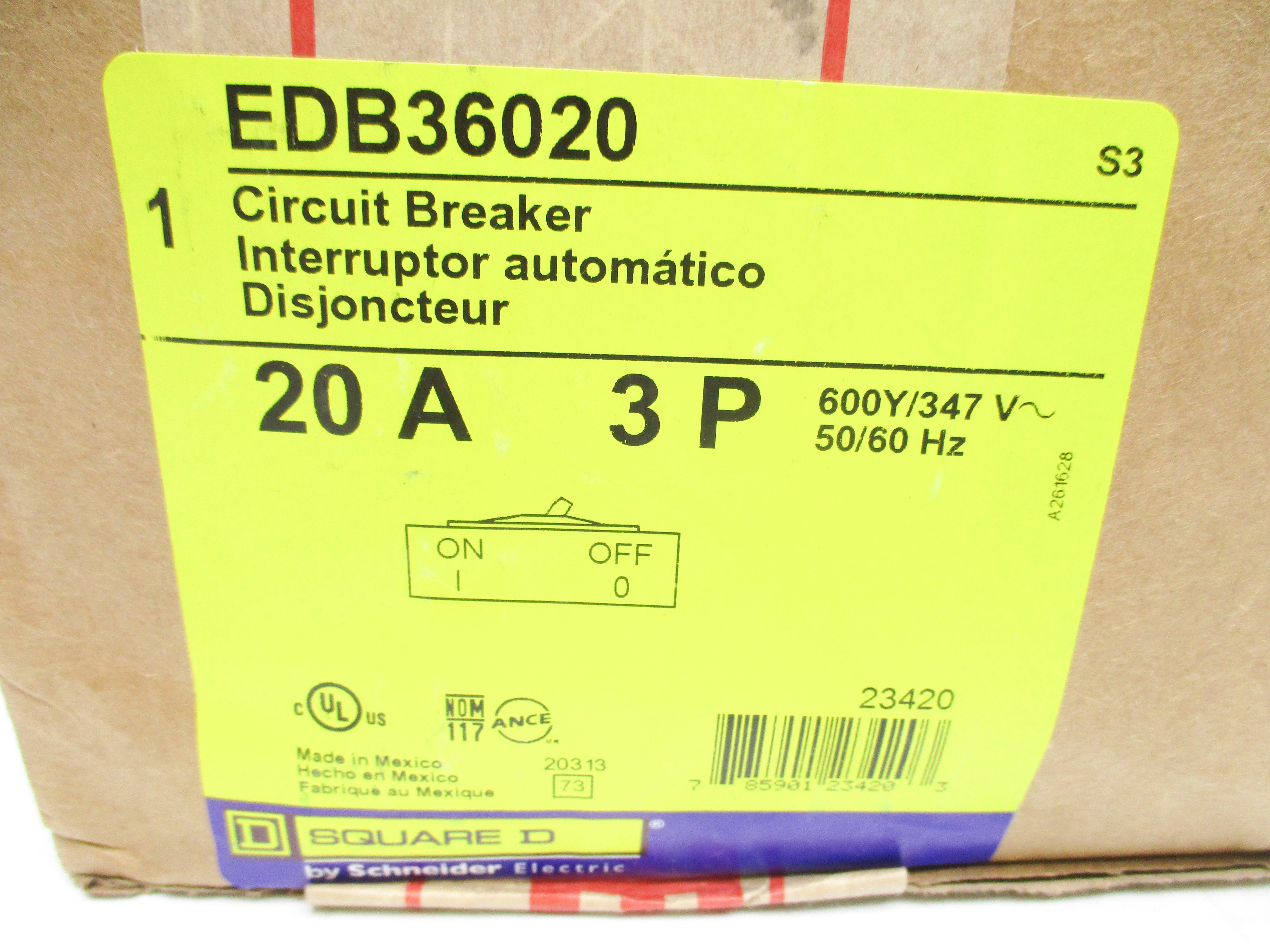SQUARE D EDB36020 347V 20A NSFS