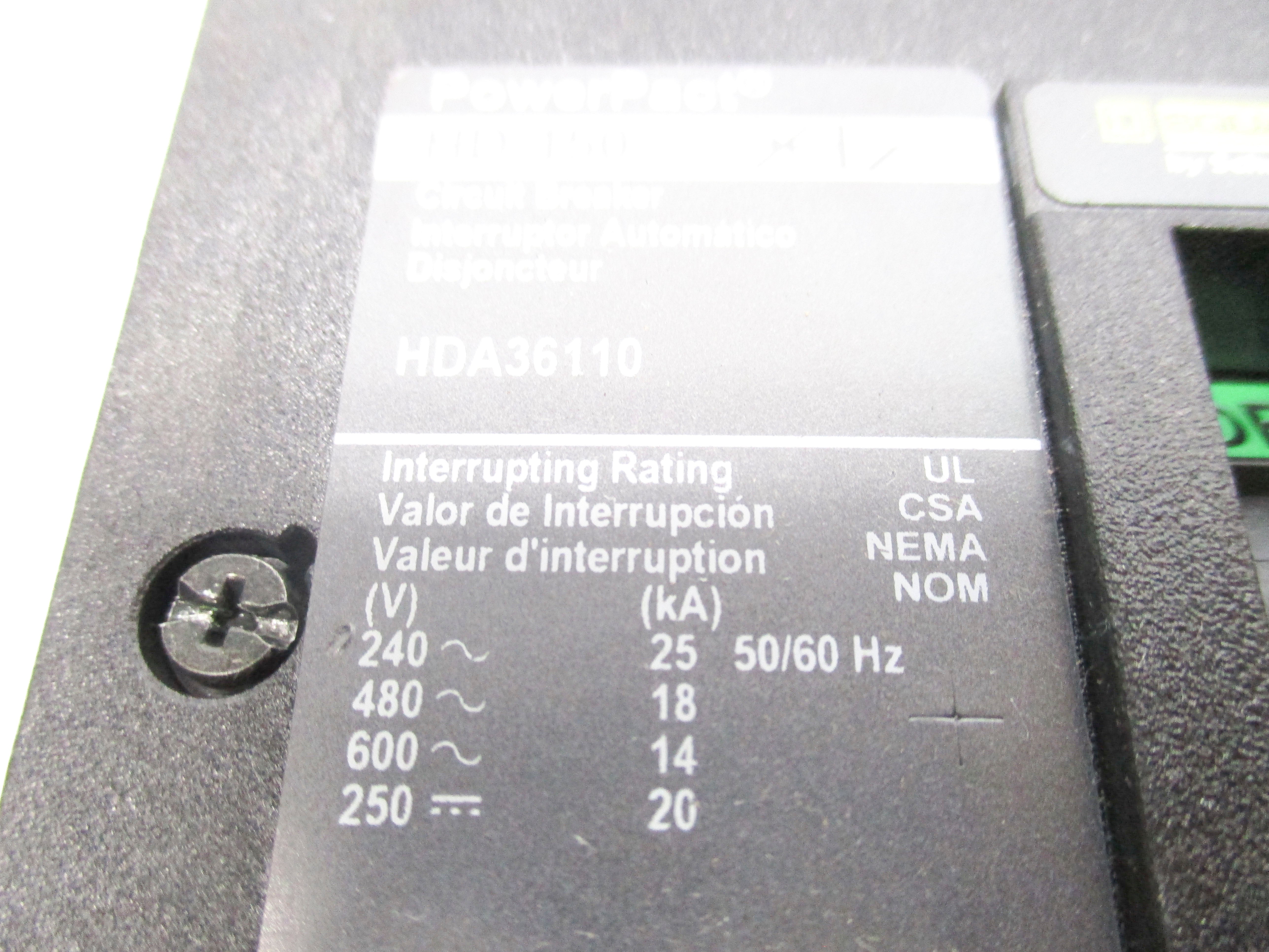 SQUARE D HDA36110 110A 600V NSMP