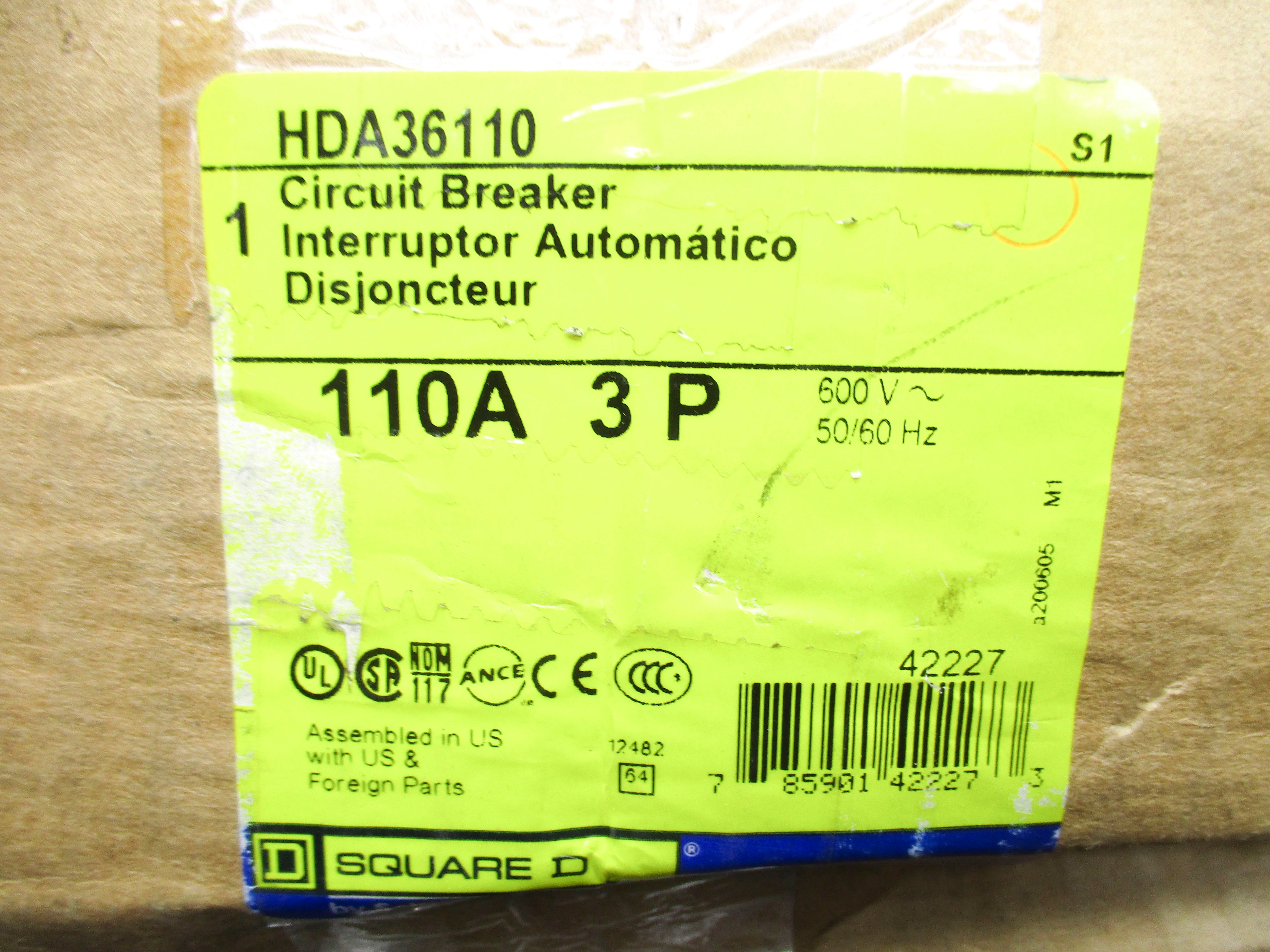 SQUARE D HDA36110 110A 600V NSMP