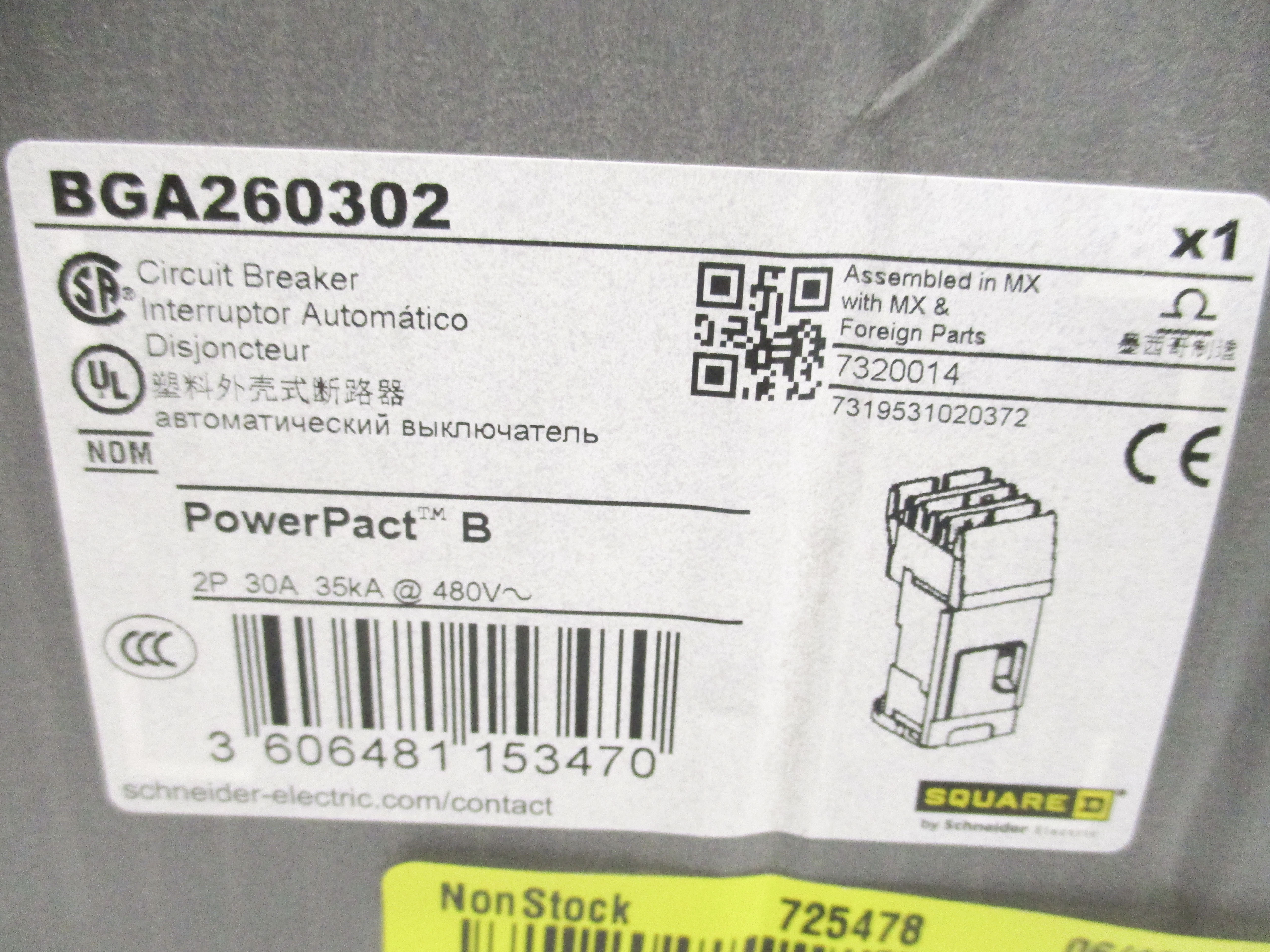 SQUARE D BGA260302 30A 480V NSMP