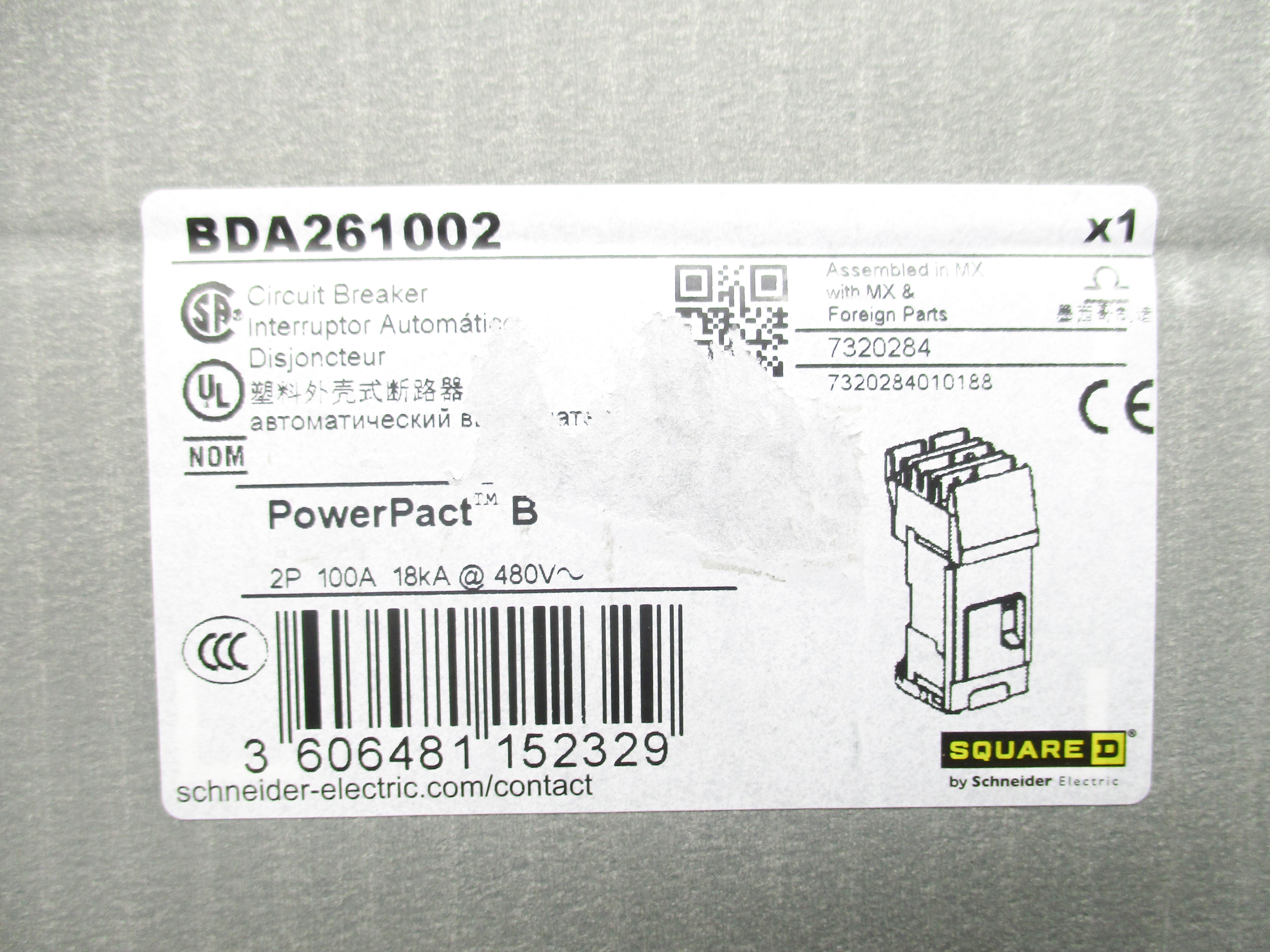 SQUARE D BDA261002 100A 480V NSMP