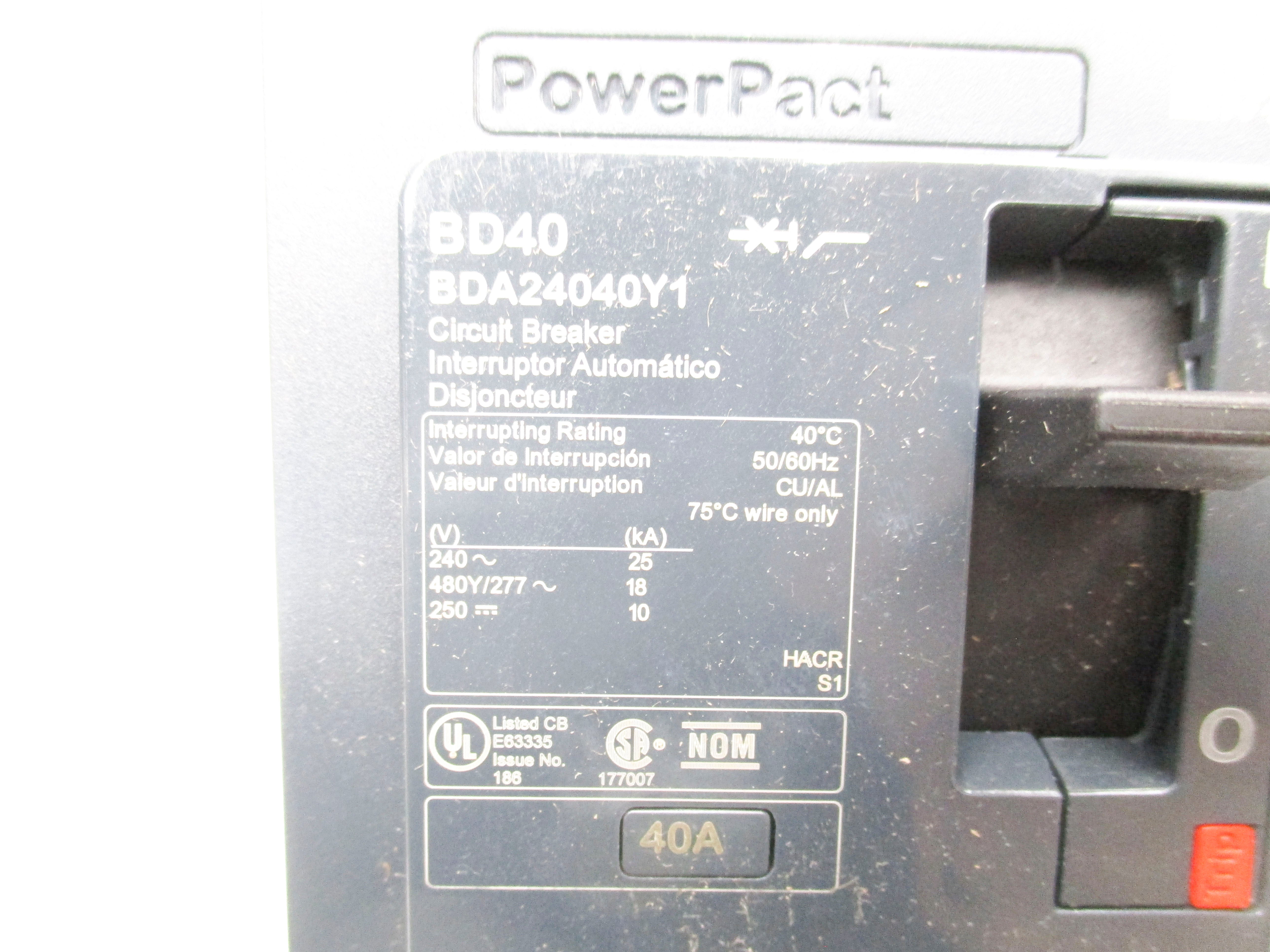 SQUARE D BDA24040Y1 40A 277V NSMP