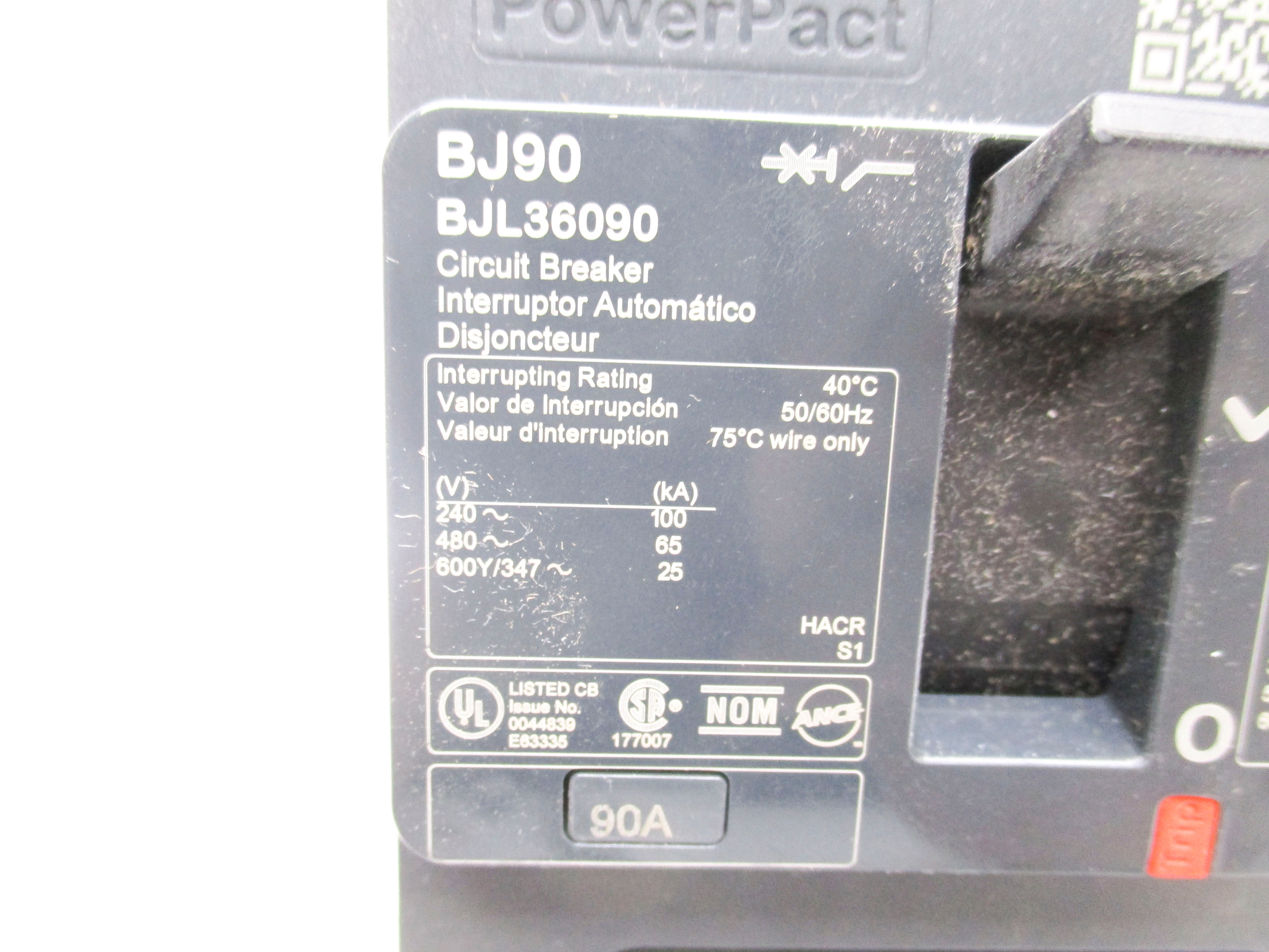 SQUARE D BJL36090 90A 480V NSMP
