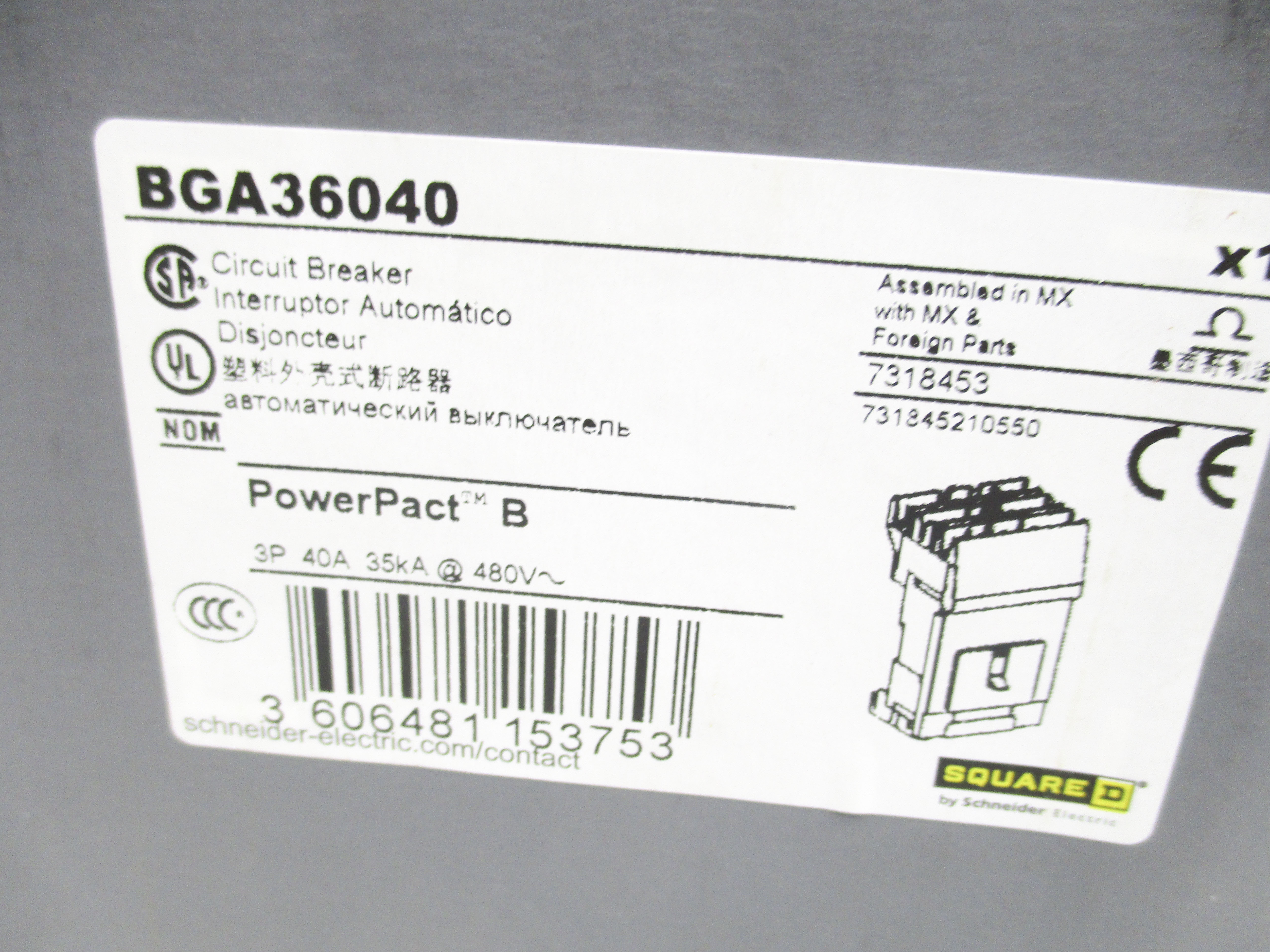 SQUARE D BGA36040 480V 40A NSMP