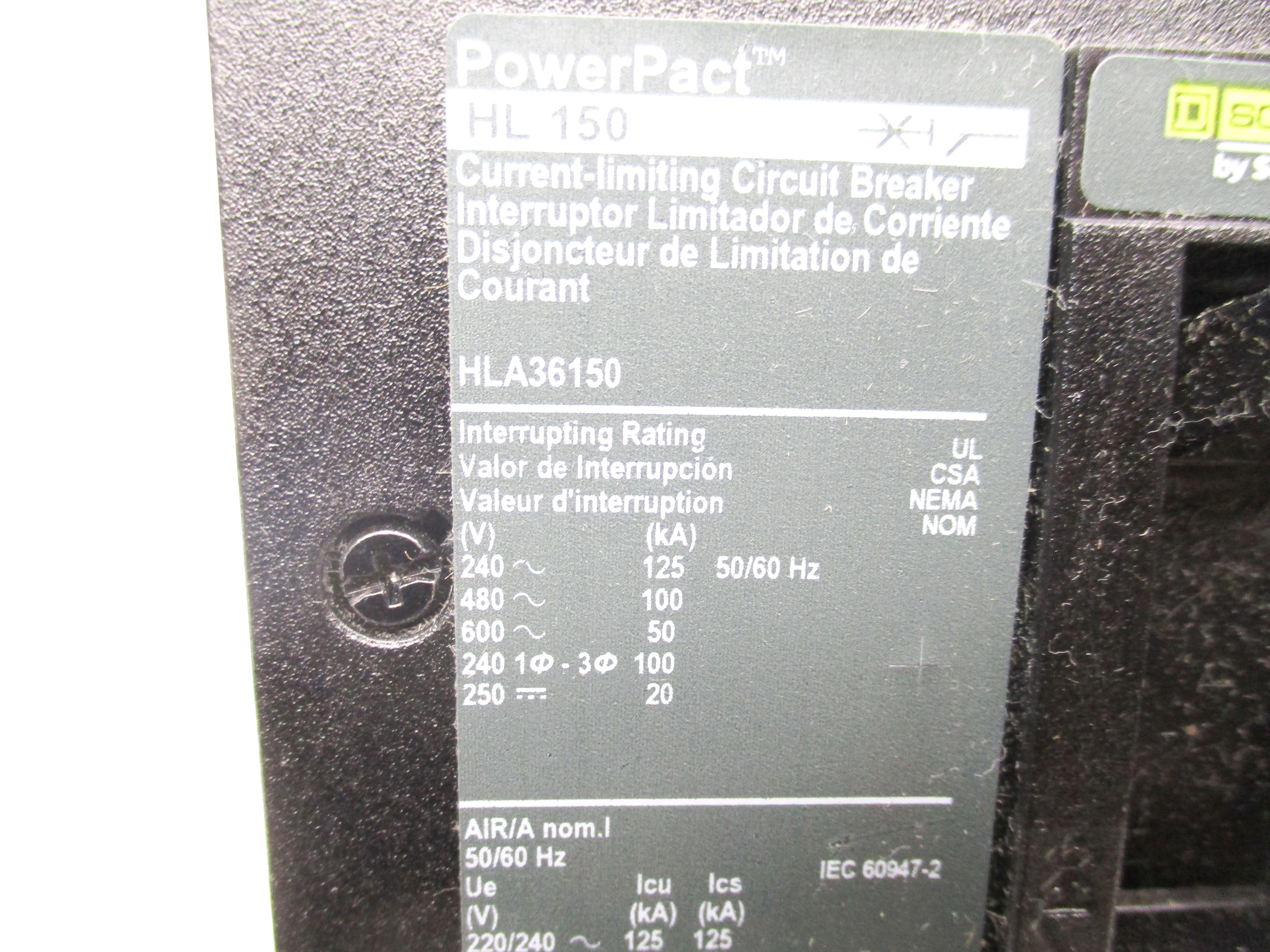 SQUARE D HLA36150 150A 600V NSMP