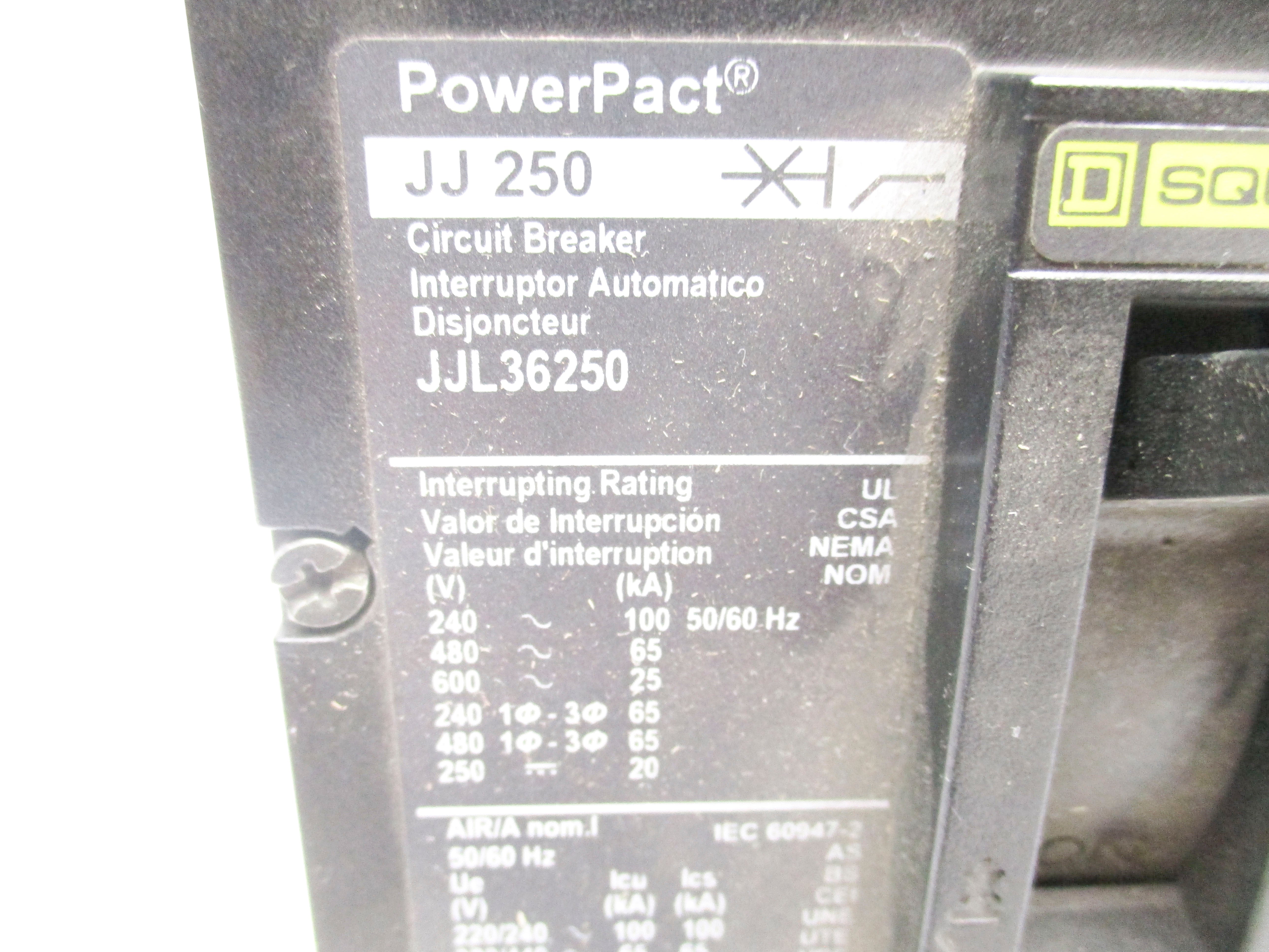 SQUARE D JJL36250 600V 250A NSNP