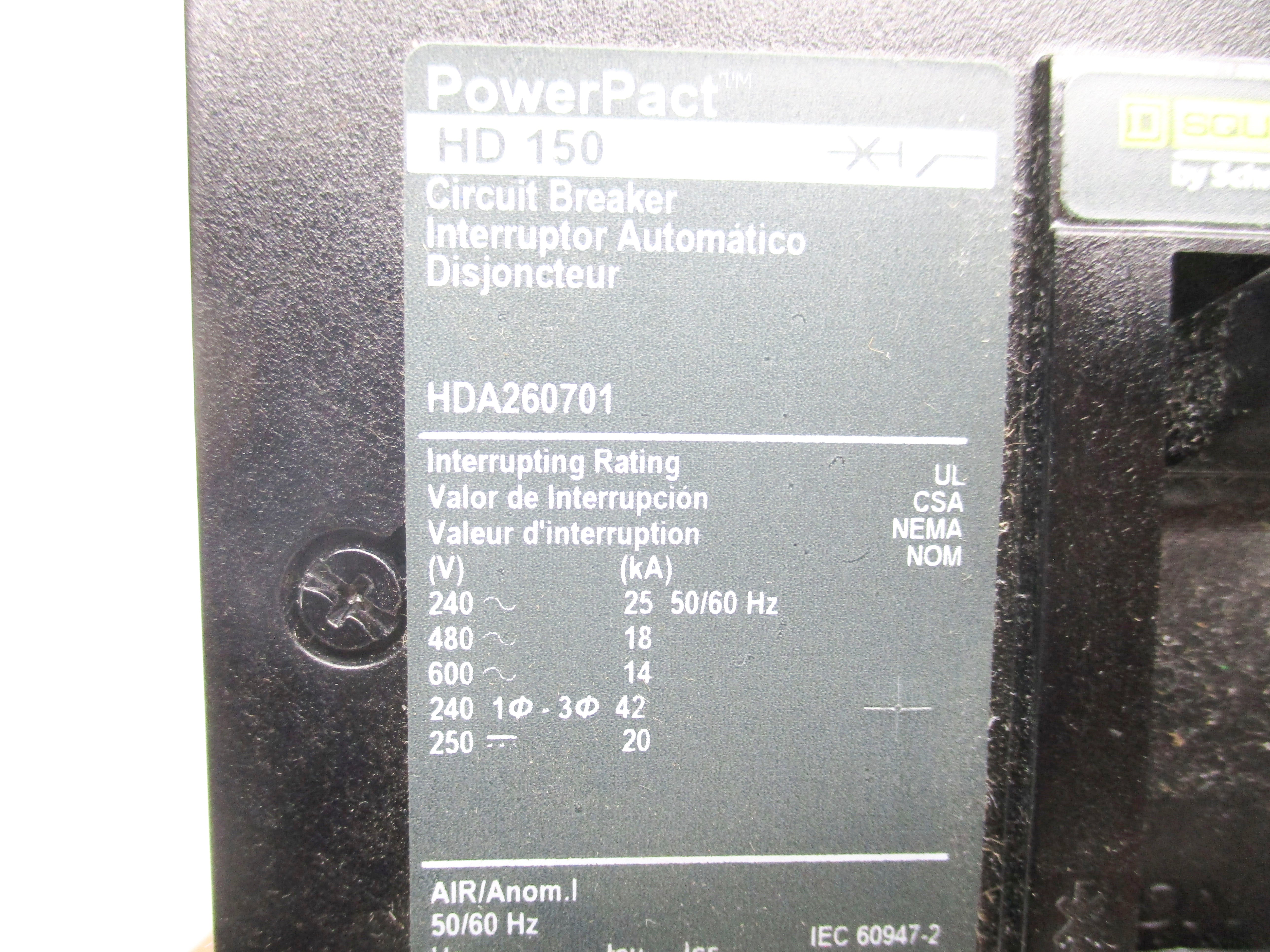SQUARE D HDA260701 70A 600V NSNP