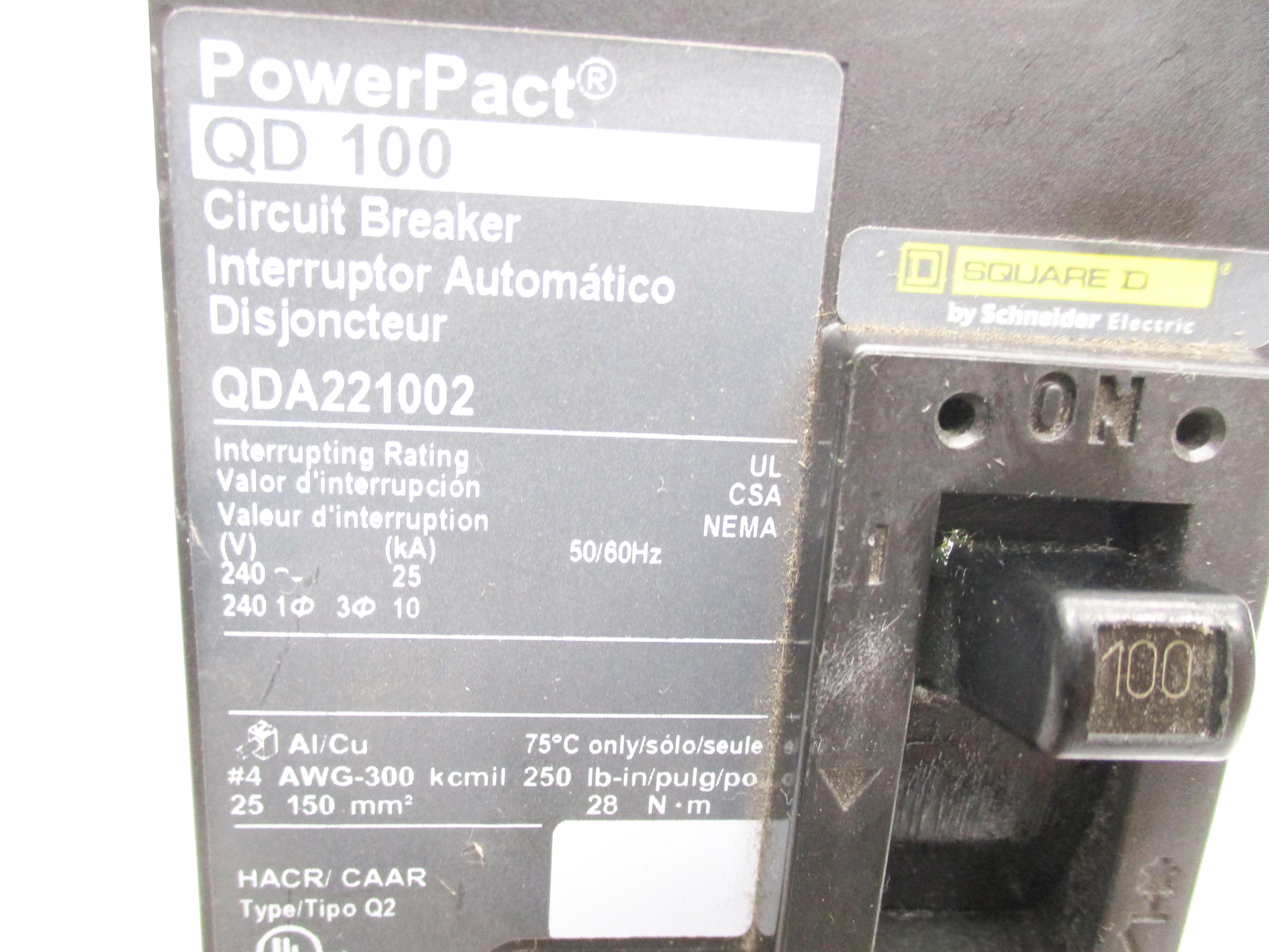 SQUARE D QDA221002 100A 240V NSNP
