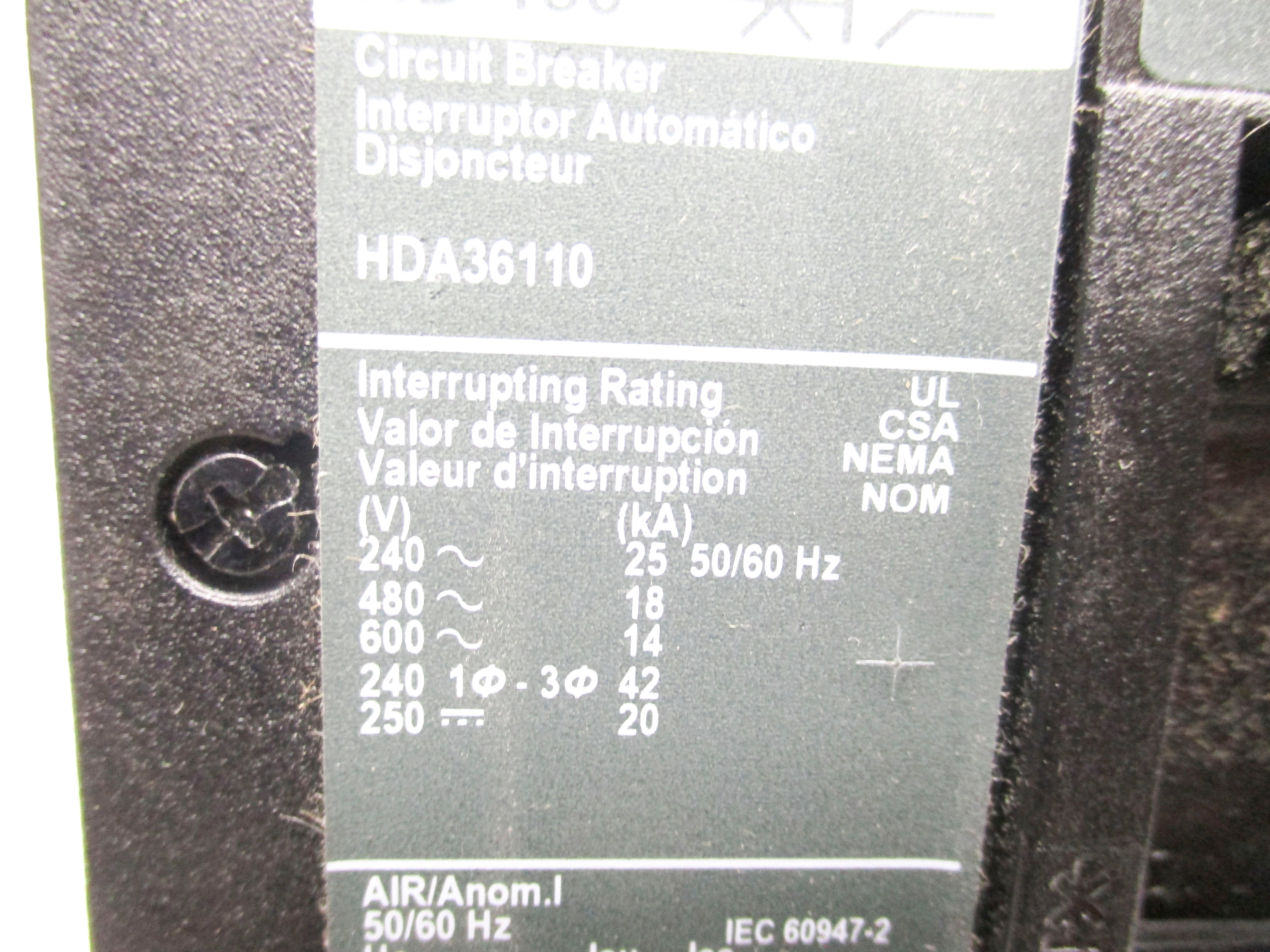 SQUARE D HDA36110 110A 600V NSNP