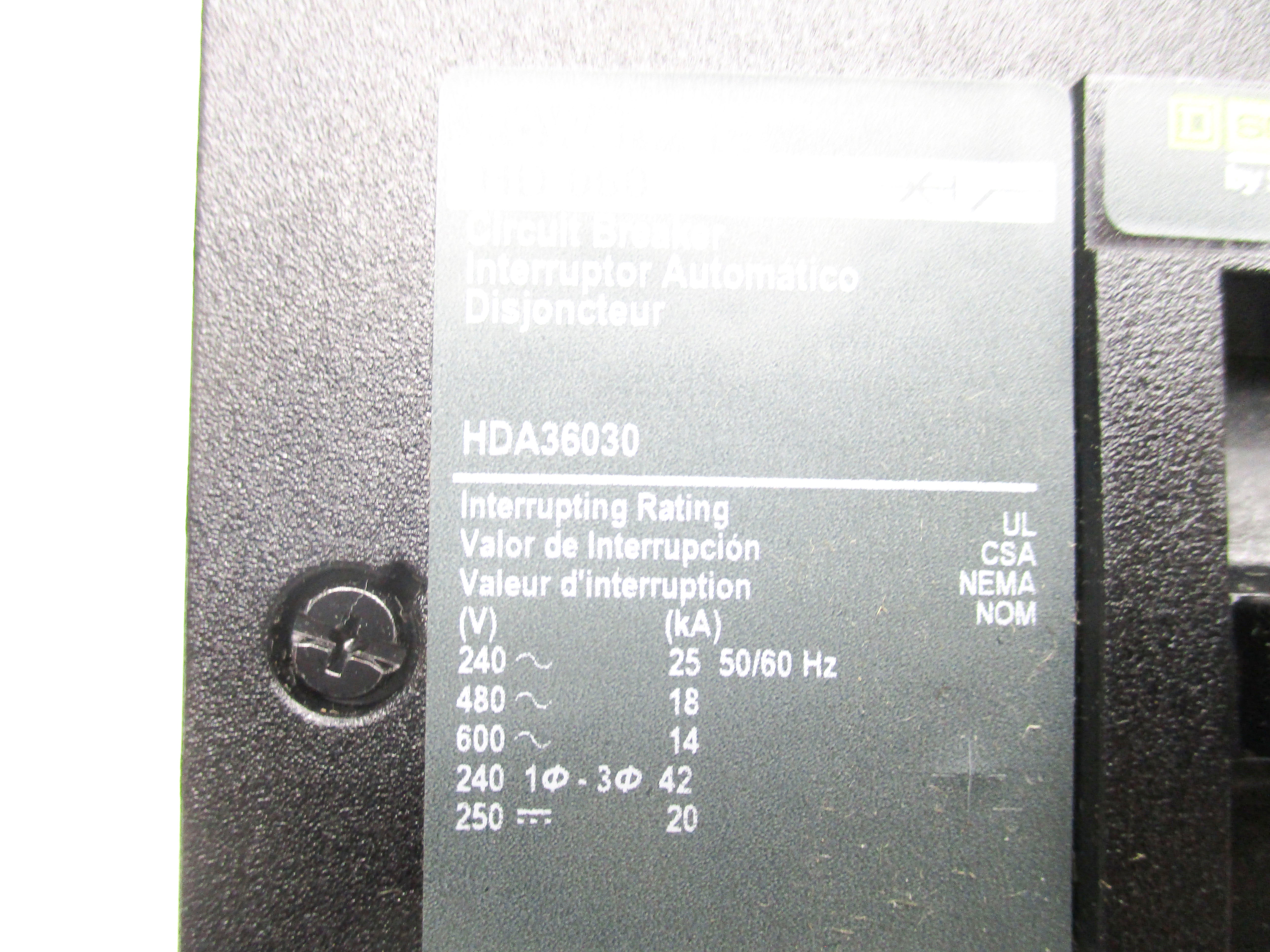 SQUARE D HDA36030 600V 30A NSNP